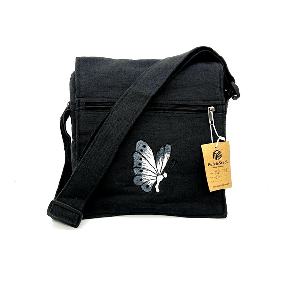 Messenger Bag With Butterfly Embroidery - Picture 11 of 12